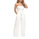 thumbnail image 2 of Gibobby Mono Ajustado de Verano Mono informal para mujer, con hombros descubiertos, color sólido, sin tirantes, mono de pierna ancha(Blanco， M), 2 of 3