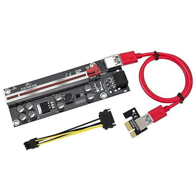 tredstone PCI-E 1x vers 6x Adaptateur de Carte USB3.0 Composant Électronique Fente Rouge Câble Rouge 1Ensemble