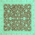 thumbnail image 1 of Ahgly Company Indoor Square Oriental Turquoise Blue Traditional Area Rugs, 5' Square, 1 of 4