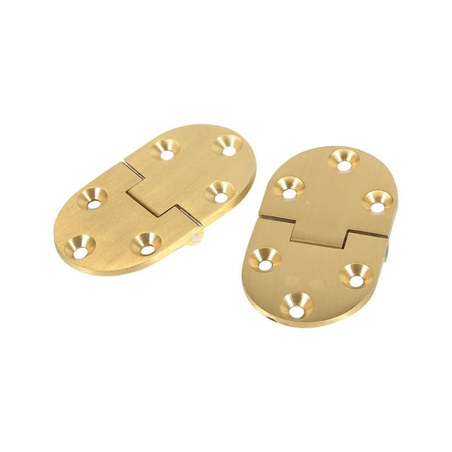 Samfox Folding Table Hinges, 2Pcs Brass Folding Table Cabinet Butler Tray Hinges Round Edge with Screws