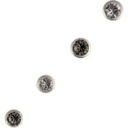 Body Jewelry Women's Stainless Steel L-Shaped Nose Studs with Clear and Black Crystal Bezels, 4-Pack
