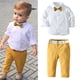 thumbnail image 2 of Minnieouse Conjunto de pantalones y camisa con botones para niños de otoño, ropa con cinturón y pajarita para eventos, pantalones con bolsillos conjuntos de ropa 100cm, 2 of 6