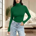 thumbnail image 2 of UGEASLI Ladies tops And Blouses Long Sleeve Shirts - Mock Neck Wicked Sweatshirt Turtleneck Sweater Lightweight Knitted Pullover Fall Outfits Business Casual Outfits for Women, Blackish Green, 2 of 6