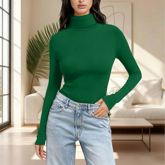 Women's Mock Turtle Neck Tops Solid Slim Fit Tops Slim Fitted Tops Turtleneck Shirt Tight Tops Basic Tee Thermal Underwear Tops Soft Base Layer Long Sleeve Shirts Shirts for Women T-Shirts