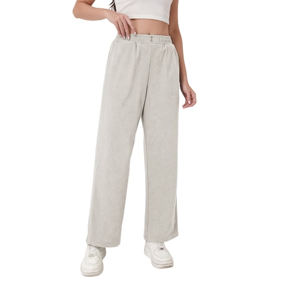 BRGZLK Womens Wide Leg Corduroy Pants Casual Elastic High Waist Loose Fit Lounge Comfy Trousers with Pockets 2026