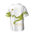 thumbnail image 6 of Lsque Hunting Frog print Men's Cuban Collar Short Sleeve Shirt Summer Beachwear Casual Button Down Fashionable Vacation Leisure Shirt-Small, 6 of 7