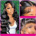 thumbnail image 3 of FSTDelivery Black Body Wave Glueless Wigs Human Hair Pre Plucked Pre Cut Drawstring Wig Human Hair Lace Front Wigs Human Hair for Black Women, Everything Ready to Go Wig 24inch, 3 of 7