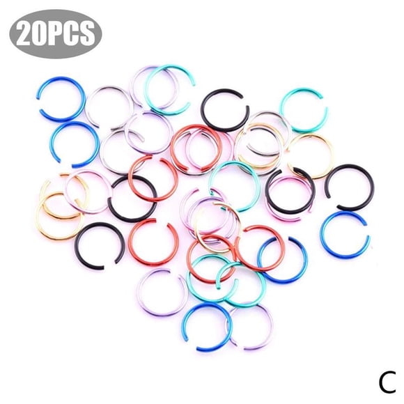 20/40/100pcs Multicolor Golden Small Stainless Steel Open Hoop Piercing Septum Nose Ring Hoop Lip Hoop Rings Earrings Cartilage Jewelry
