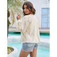 thumbnail image 4 of Womens Lightweight Sweater Long Sleeve Casual Knit Clothes Loose Top Apricot XL, 4 of 5