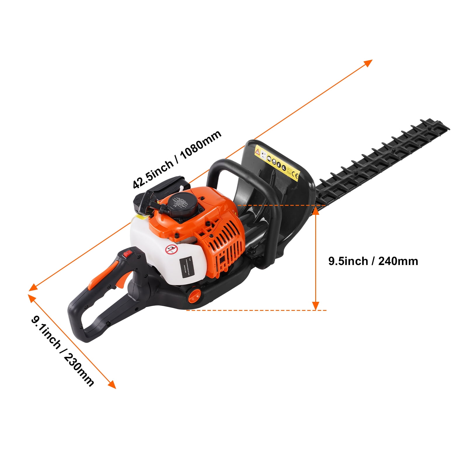 KFFKFF 26CC 2 Cycle Gas Hedge Trimmer, 24in Double Sided Blade, 180° Adjustable Head, 8500RPM Engine, Ideal for Shaping Shrubs and Low Bushes
