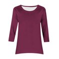 thumbnail image 7 of Otntypg 3/4 Sleeve Flowy Tunic Tops for Women Loose Fit Dressy Casual Summer Cute Blouse Trendy Solid Color Basic Crew Neck T-Shirts to Wear with Leggings Hot Pink XL, 7 of 7