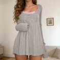thumbnail image 5 of CAIXIA Sweaters For Women Semi Open Front Flared Hem Long Sleeve Pullover Tops Soft Basic Clothes Layering Shirts Work Outfits Fall Winter Clothes,GY2, 5 of 7
