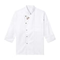 thumbnail image 5 of Abrigo de Chef para hombre y mujer, uniforme de cocina para restaurante, panadería, Ropa de Trabajo, ropa con cuello levantado, Tops con botones de Bordado de letras, 5 of 5