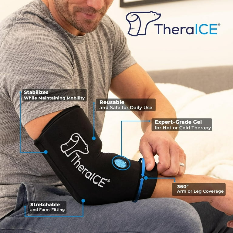 TheraICE Elbow and Knee Gel Ice Pack For Knee Sleeve, Reusable Ice Wrap for  Knee, Elbow, Ankle, Calf, Flexible Knee Joint Pain Relief for Meniscus,  ACL, MCL, Size S 