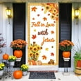 thumbnail image 5 of Fall in Love with Jesus Door Cover Sunflower Pumpkin Thanksgiving Door Banner Fall Bulletin Board Decorations Christian Religious Decoration Indoor Outdoor Decor Bulletin Board Set 35.4 x 70.8 Inch, 5 of 6
