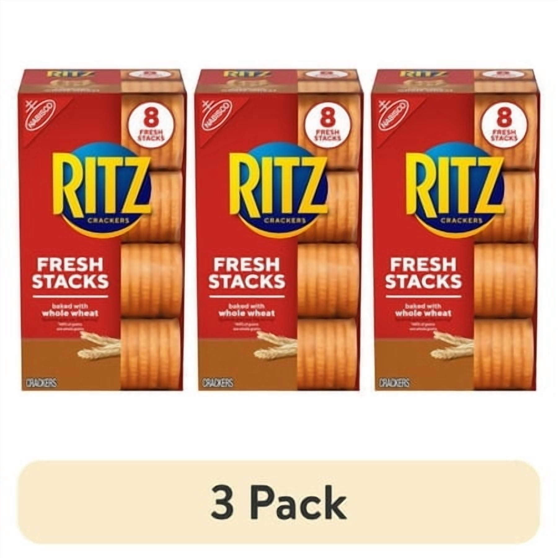 (3 pack) RITZ Fresh Stacks Whole Wheat Crackers, Travel Snacks, 11.6 oz (8 Multi Snack Packs)