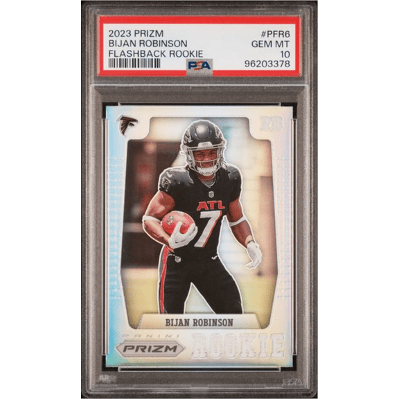 Graded 2023 Panini Prizm Bijan Robinson #PFR6 Flashback Rookie RC Football Card PSA 10 Gem Mint