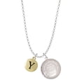thumbnail image 1 of Delight Jewelry Goldtone Capital Letter - Y - Pebble Disc - To the World You are a Mother Locket Necklace, 1 of 4