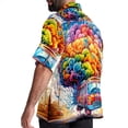 thumbnail image 3 of Mind car Men's Hawaiian Short Sleeve Printed Button Down Poplin Casual Summer Beach Shirt, Unisex, 3 of 6