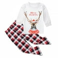 thumbnail image 2 of Qiylii Christmas Family Matching Pajamas Set Cartoon Elk T shirt Plaid Trousers, 2 of 9