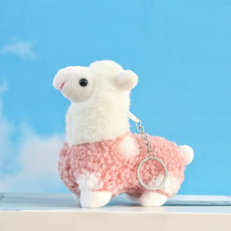 

FUNNYFAIRYE Animal Doll Lovely Comfortable Lightweight Smiling Alpaca Plush Pendant for Kids Pink