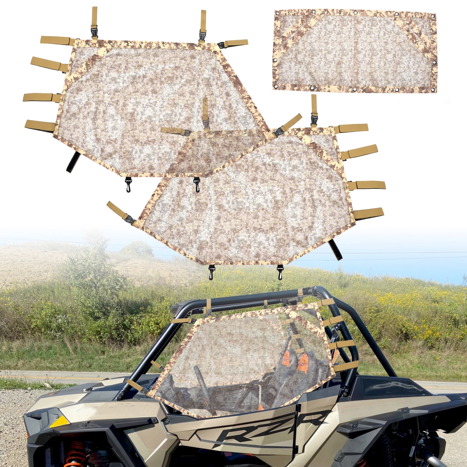 UTV RZR Accessory Window Shade Nets Left Right & Rear Window Shield Fit
