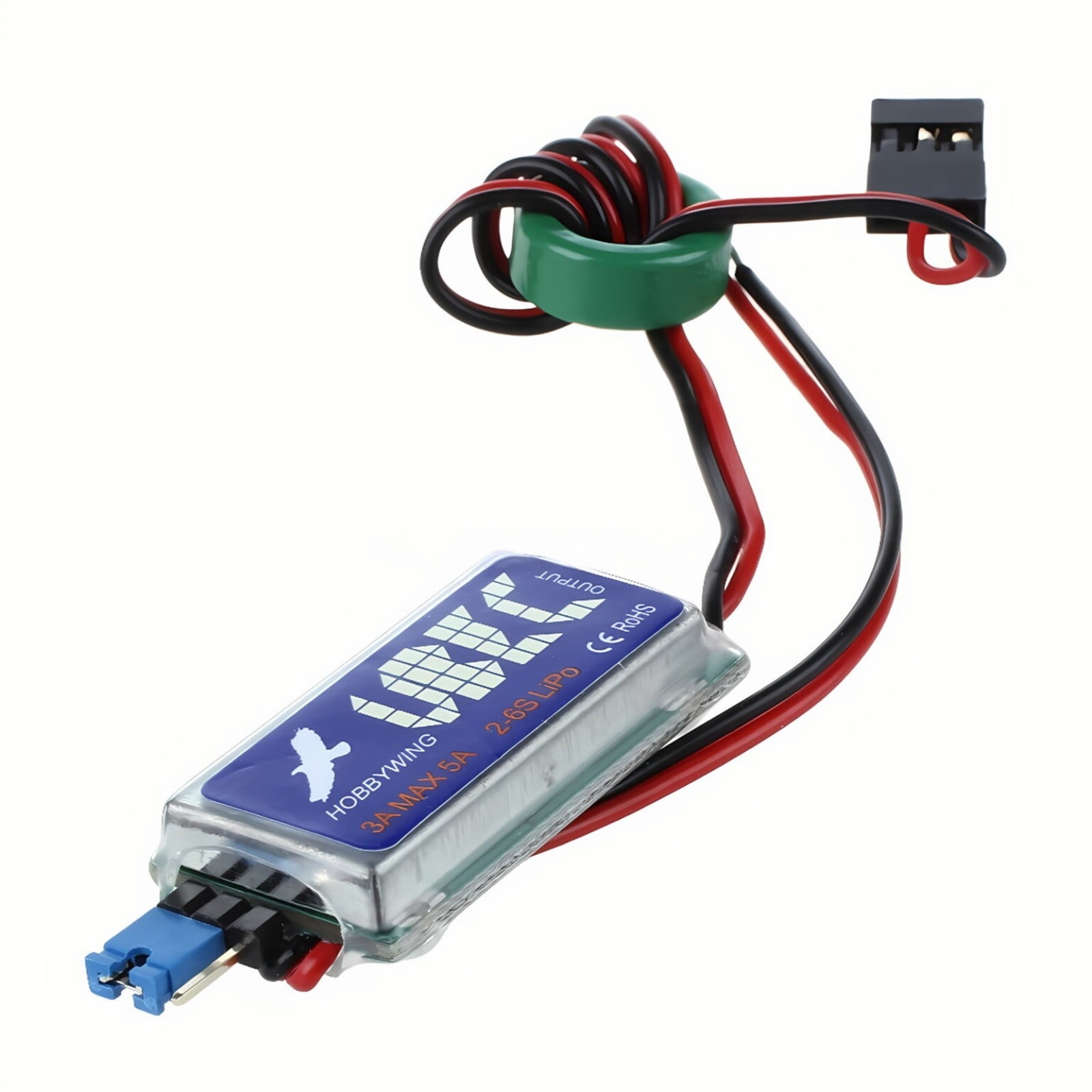 Hobbywing UBEC 3A 5A Peak DC-DC Step-Down Regulator – 2–6S LiPo / 5–18S NiMH, Switchable 5V/6V Output, Lightweight External BEC for RC Airplanes, Helicopters, Drones & FPV Systems