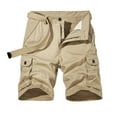 thumbnail image 2 of Honeeladyy Men Casual Solid Zipper Button Pockets Cropped Cargo Shorts men sets hoodie, 2 of 7