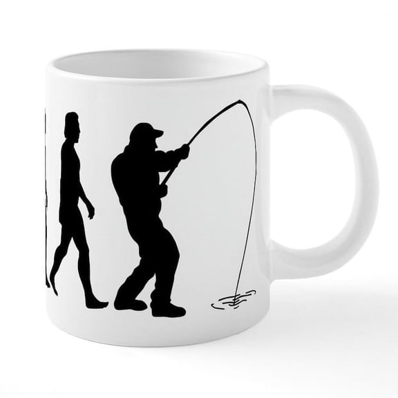 CafePress - Fishing Evolution - 20 Oz White Ceramic Mega Mug