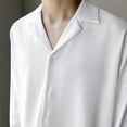 thumbnail image 5 of Men Dress Shirts Ice Silk Long Sleeve Button Big and Tall Down Shirt Fashion Leisure Wedding Party Prom White M, 5 of 7