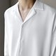 thumbnail image 5 of pstuiky manga larga para hombre, Camisa informal de verano para hombre, de seda helada, estilo maduro, color liso, cuello cubano, manga larga camisetas de hombre m, 5 of 7