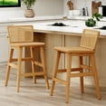 thumbnail image 2 of Andeworld Counter Height Bar Stools Set of 2,Mid-Century Counter Stools,24" Farmhouse Barstools with Footrest,Natural Rattan Stools for restaurant, 2 of 7