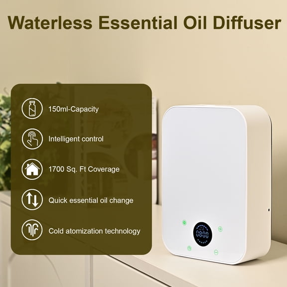 Home Use Waterless Diffuser - 150ml Large Capacity Essential Oil Diffuser with Smart Control for Natural Aromatherapy at Home/Office/Hotel