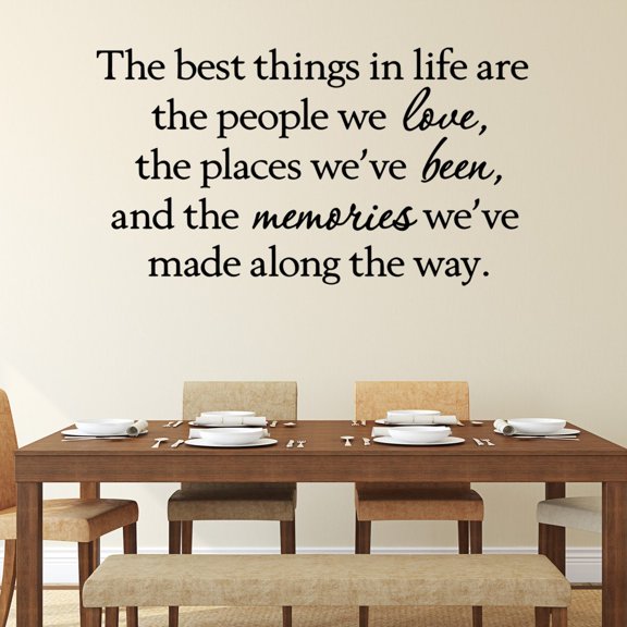 VWAQ The Best Things In Life are the People We Love the Places We've Been and the Memories We've Made Black Vinyl Wall Decal (13"H x 22"W)
