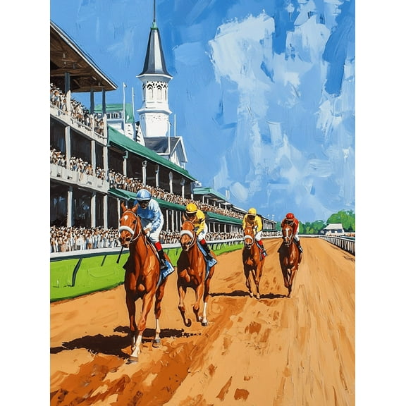Kentucky Derby Horse Racing Canvas Print/Wall Art， Perfect for Living Room， Bedroom， Office， Gallery Wall， and Horse Racing Themed Spaces
