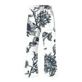 thumbnail image 3 of Mikilon Womens Casual Floral Elastic Waist Pants Loose Straight Leg Pants Wide Leg Trousers With Pocket, 3 of 4