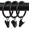 thumbnail image 1 of 1.5 inch Metal Curtain Rings with Clips Set of 14,Black, 1 of 3