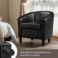 thumbnail image 3 of Yaheetech Faux Leather Barrel Chair with Curved Armrest and Removable Seat Cushion, Black, 3 of 7