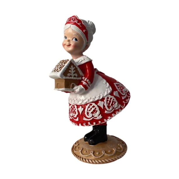 Figura navideña de resina decorativa para escritorio. Mujer