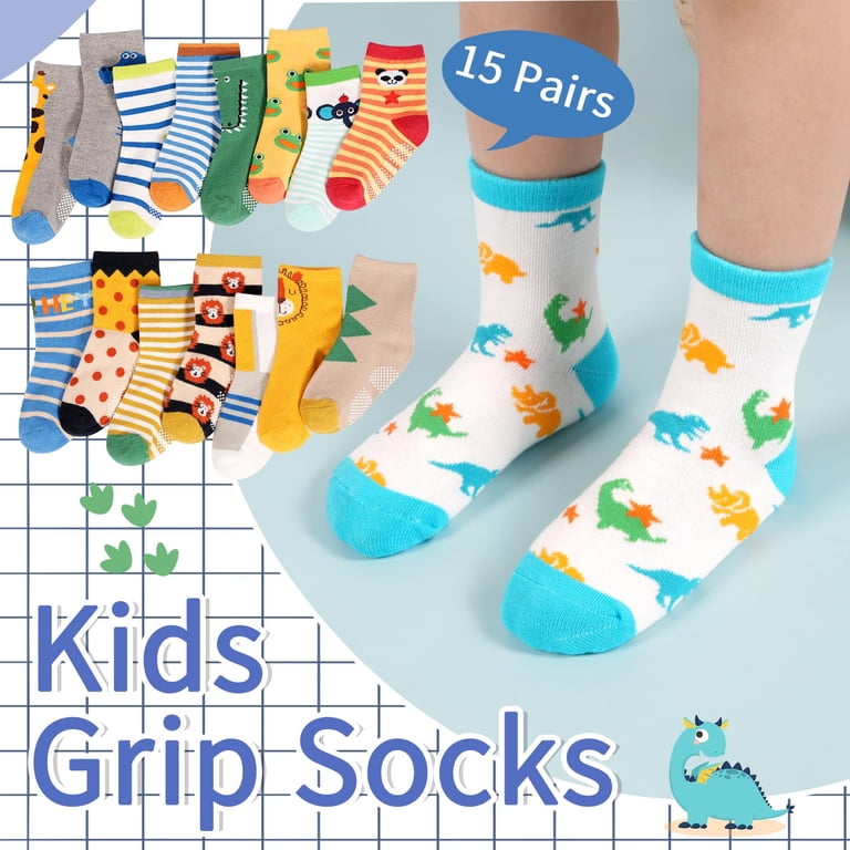 Elutong Toddler Grip Socks 15-Pack with Cartoon Designs photo 5