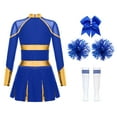 thumbnail image 2 of Alvivi Kids Girls Cheer Leader Outfits Cheerleading Dance Dress with Pom Pom Headwear Socks B Blue 10, 2 of 5