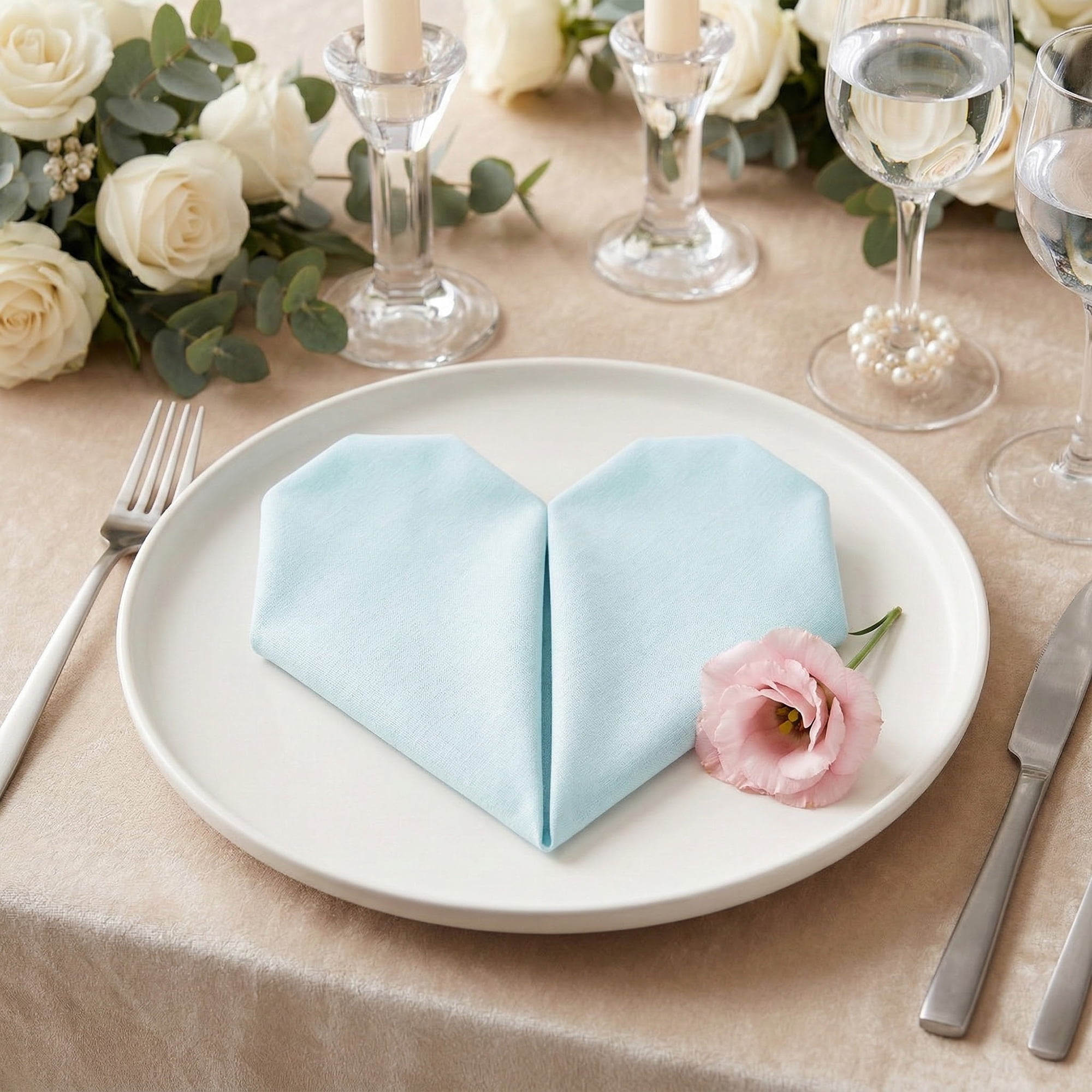 Unique Bargains 6Pcs Polyester Reusable Cloth Napkins Sky Blue 16x16inch
