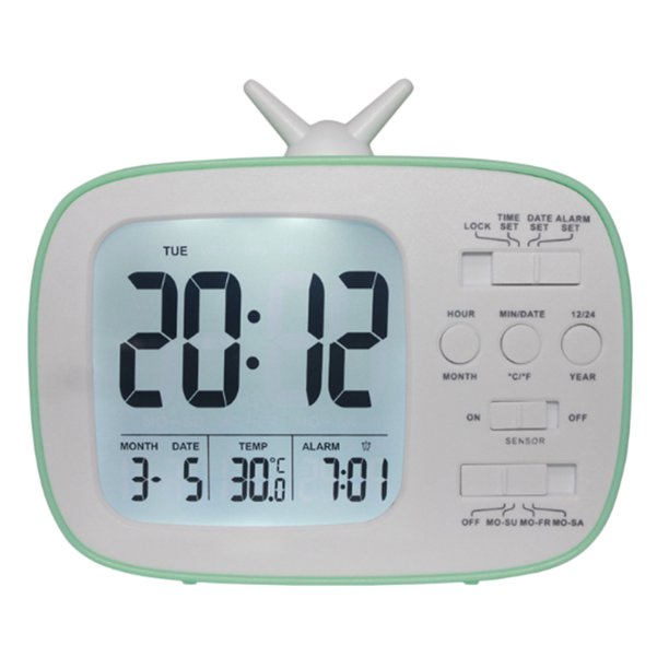 Reloj Despertador Electrónico de LCD de Plástico ABS para Repetido Snooze Luz de Niño Azul Sunnimix Reloj despertador electrónico con pantalla LCD