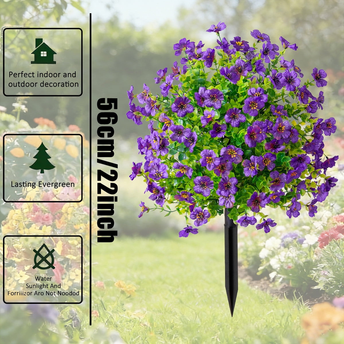Roiihwy Artificial Flowers with Spikes for Outdoor, Faux Greenery Shrubs, Realistic Fake Bushes Plants for Garden, Yard, Front Porch, Patio Decor