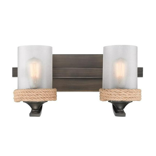Golden Lighting 1048-BA2 GMT-CS 2 Light Bath Vanity, Gunmetal Bronze & Clear Sandblasted
