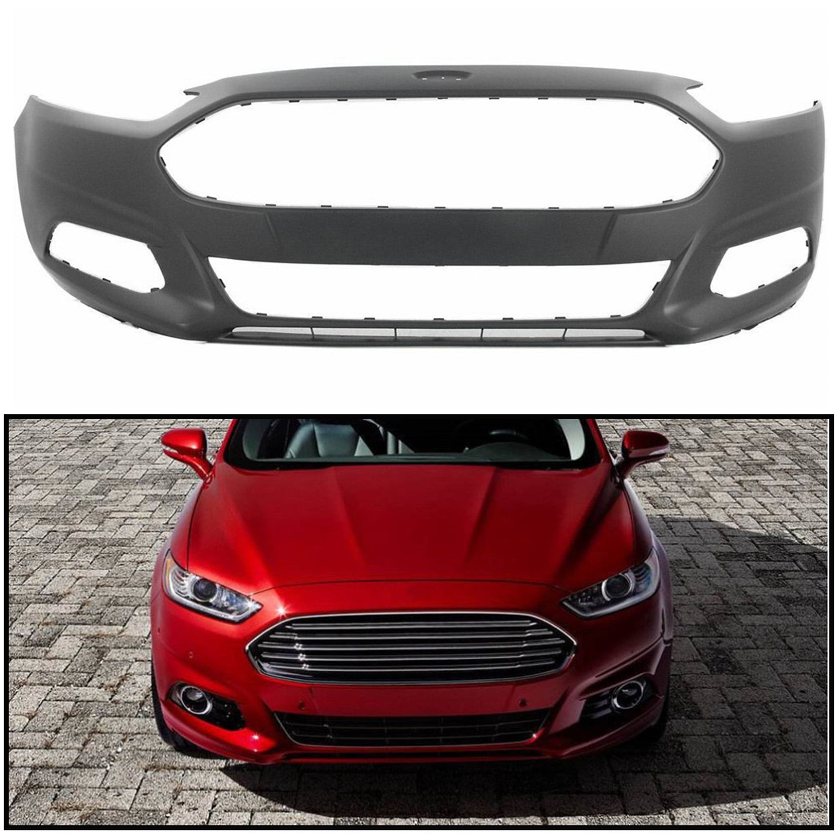 Front Bumper Cover Replacement for 2013-2016 Ford Fusion Primed with no Sensor Holes
