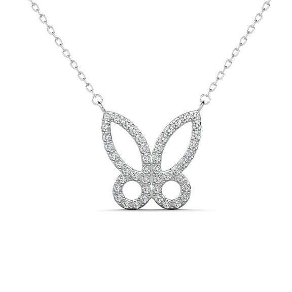 Cate & Chloe Maxine 18k White Gold Plated Butterfly Necklace with Swarovski Crystals for Women