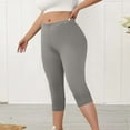 thumbnail image 7 of 3Pc Women Capri Pants Plus Size Stretch Knee Length Leggings Elastic Waist Casual Summer Ladies Pull On Capris, 7 of 7