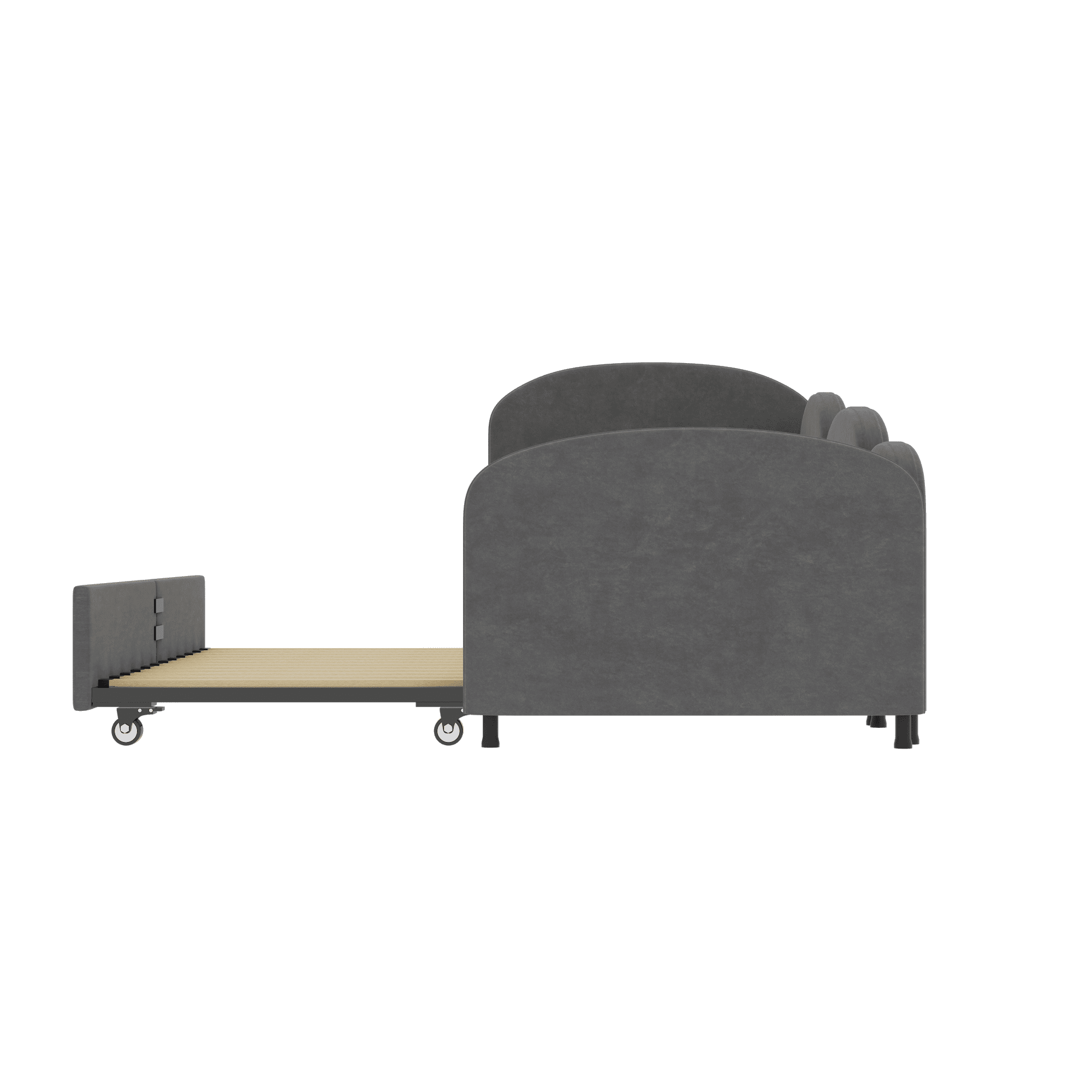 MAYEERTY Velvet Upholstered Daybed, Modern Sofa Bed Daybed Frame Twin Size Bed frames With An Another Bed frame Beige