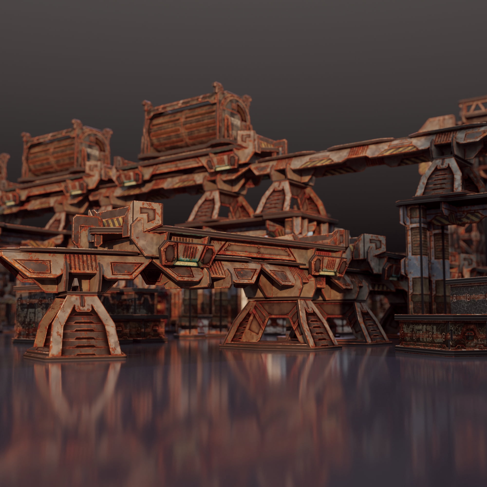 TinkerTurf Sci-Fi Terrain: MagLev Rail Add-On - Abandoned Theme